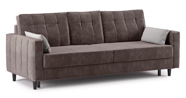 Диван-кровать прямой Арно ТД 564 велюр Лаки 06 коричневый перламутр, Vertical 910 молочно-серый