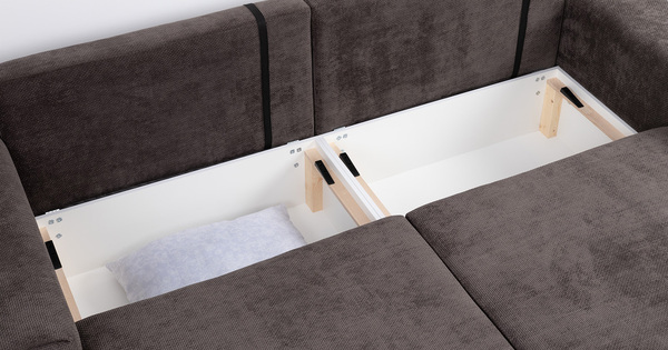 Диван-кровать угловой Оксфорд 711 композиция 1, шенилл Muza 06 темно-коричневый, модульная система, сборка на любую сторону