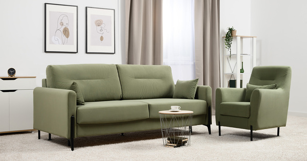 Диван-кровать прямой Барселона ТД 672 велюр Diagonal 694 оливковый