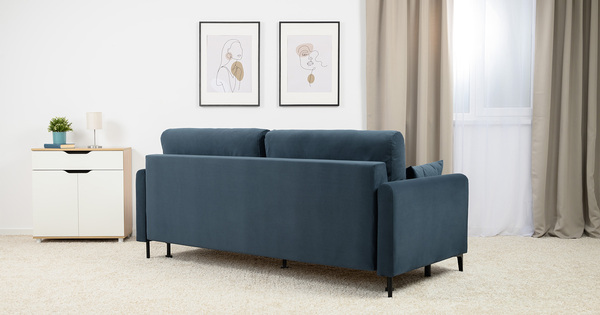 Диван-кровать прямой Барселона ТД 674 велюр Diagonal 999 синий