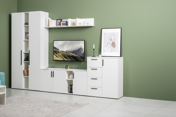 Комод Эйр 16.241 белый PE шагрень, собирается на любую сторону