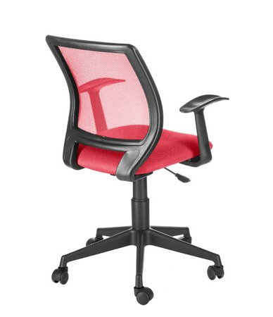 Кресло на колесах Эксперт Т эрго ткань-сетка красное, подлокотник пластик Т образный, крестовина пластик, без качания