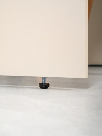 Стол письменный Лайт 12.163 сатин 7045 SU, гикори рокфорд натуральный KO86 PW, сборка на любую сторону, два варианта сборки тумбы