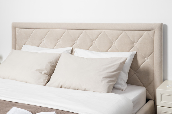 Кровать Марион 160 велюр OCEAN 002 бежевый с ортопедическим основанием и подъемным механизмом (спальное место 160 х 200)