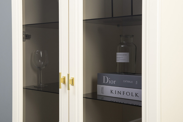 Гостиная Марион композиция 1 слоновая кость С341 PE, слоновая кость 6898 ПВХ, белый PE шагрень (собирается на любую сторону)