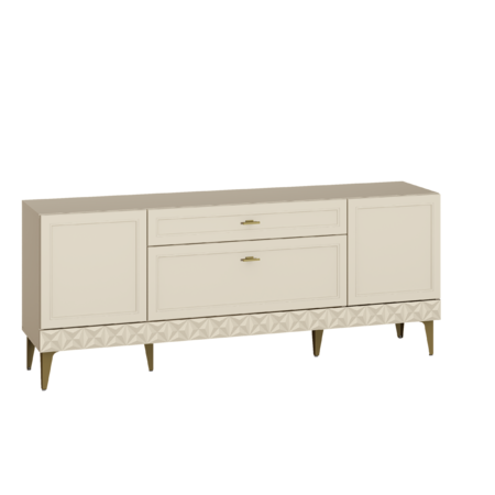 Гостиная Марион композиция 3 слоновая кость С341 PE, слоновая кость 6898 ПВХ, белый PE шагрень (собирается на любую сторону)