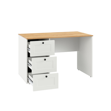 Стол письменный Остин 12.159 белый PE шагрень, дуб золотой CRAFT, белая шагрень 4101 ПВХ, сборка на любую сторону