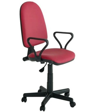 Кресло Престиж Самба обивка кожзам бордо, подлокотники пластик, крестовина пластик, механизм отклонения спинки