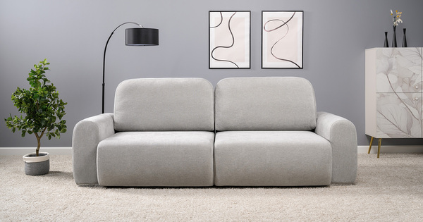 Диван-кровать прямой Тэдди 1506 композиция 1, букле Pique 011 серый, модульная система